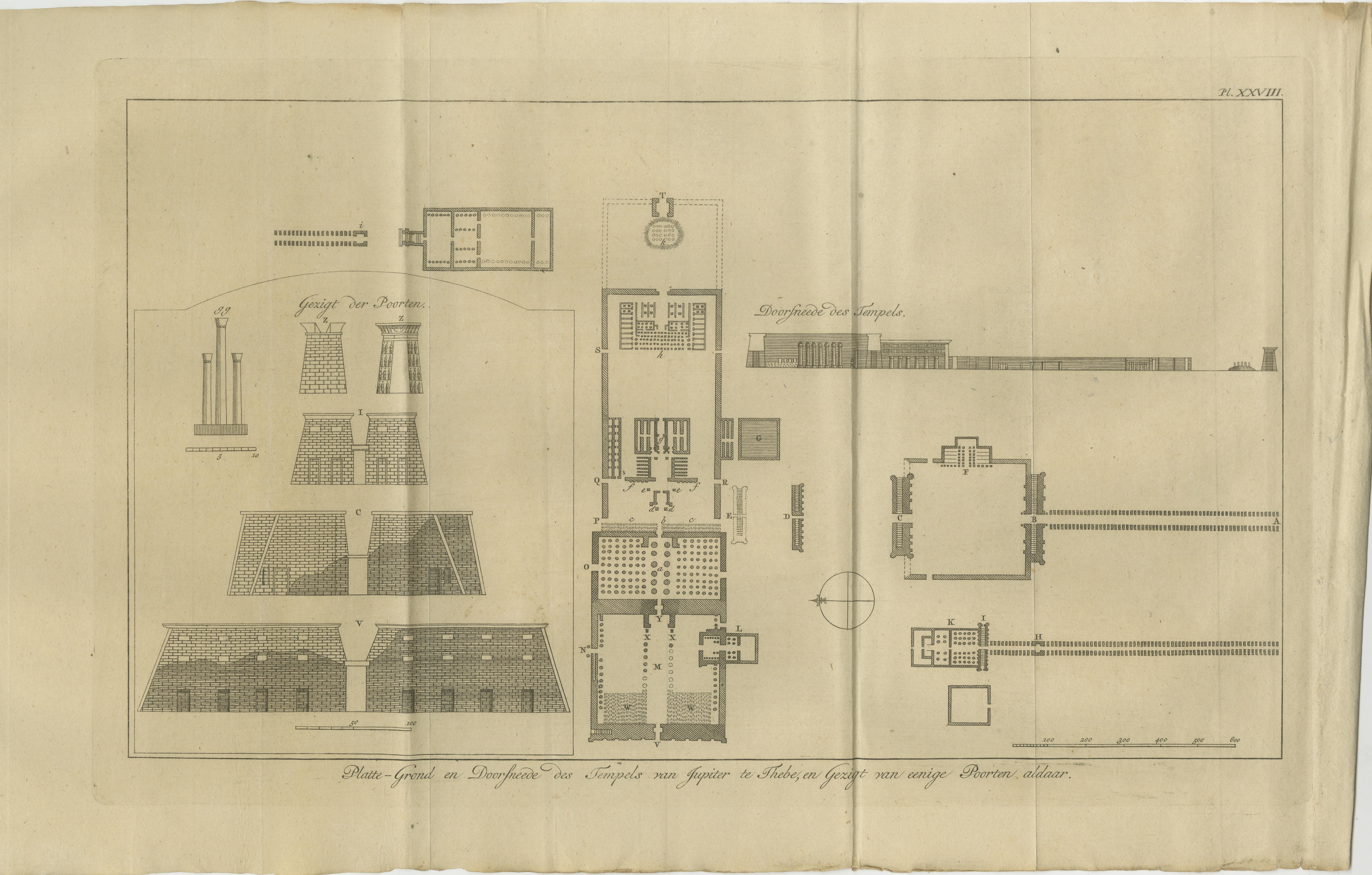 Templo de Júpiter en Tebas - Planta y alzados de la puerta, hacia 1710

Este preciso grabado arquitectónico, titulado 