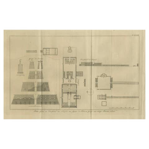 Temple of Jupiter in Thebes – Floor Plan and Gate Elevations, circa 1710