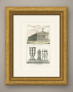 Temple of Olympian Jupiter, Altars and the Delphic Tripod, Lithograph, 1842