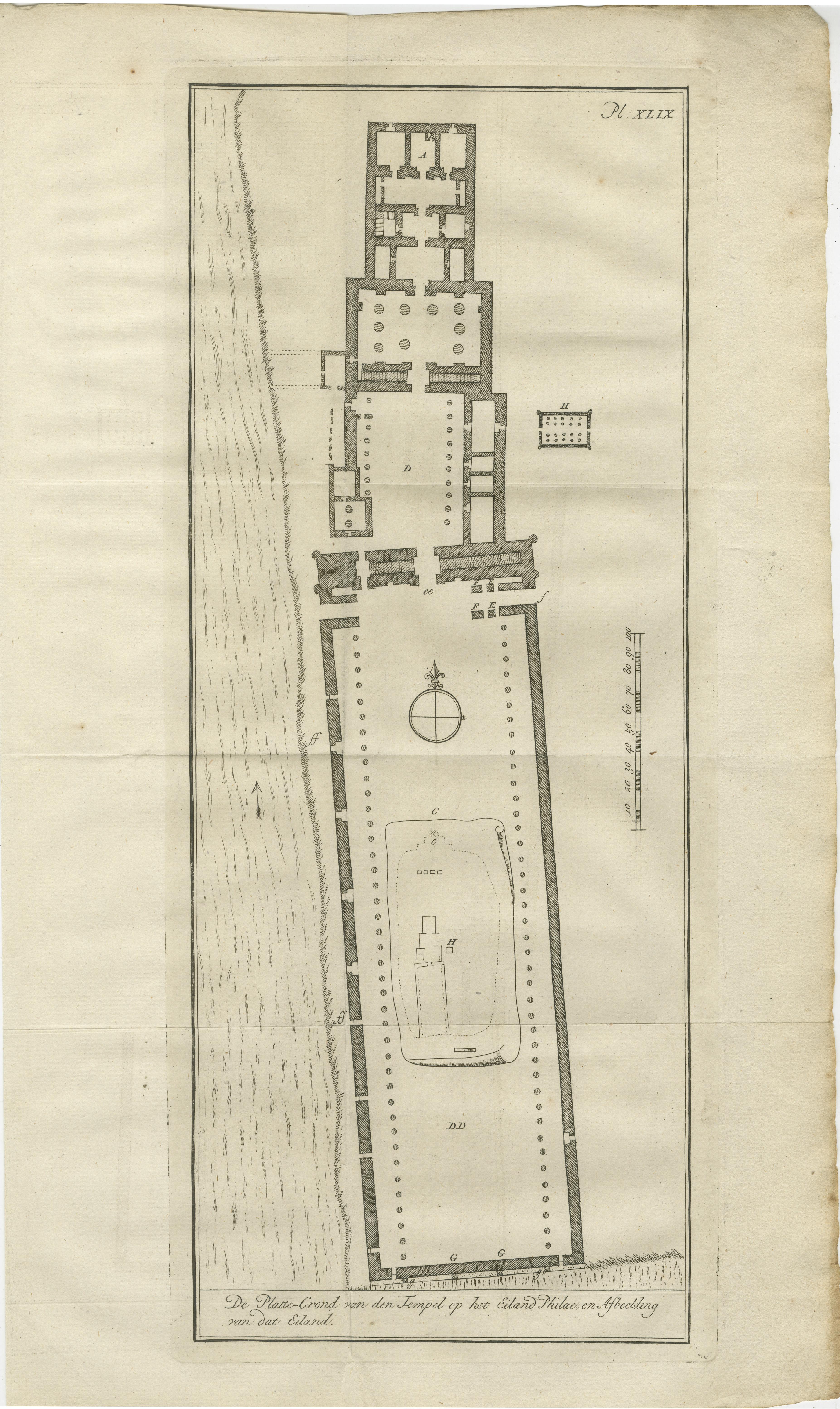 Templo de Filae en la Isla de Isis - Plano del Antiguo Egipto, c.1710 en venta 1