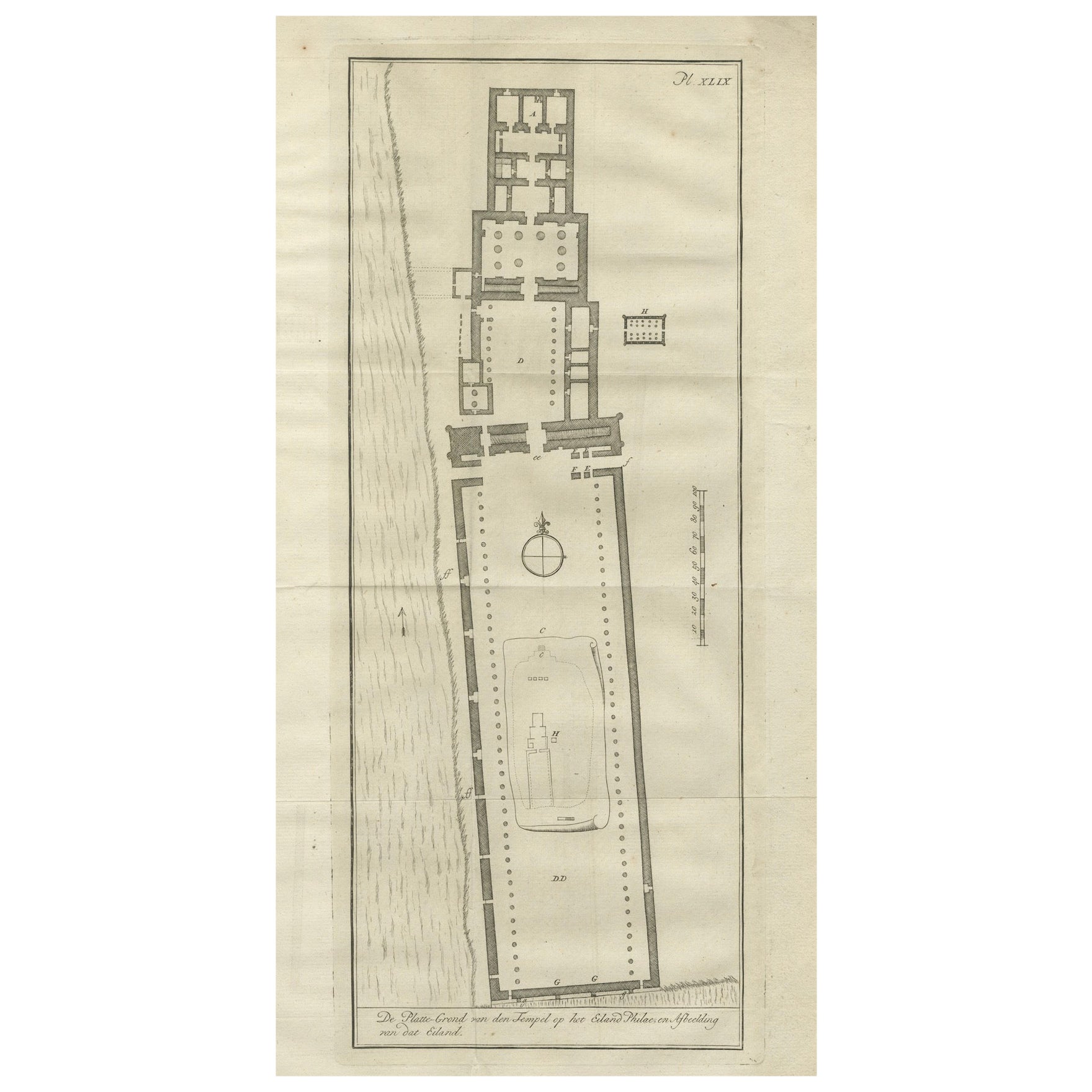 Templo de Filae en la Isla de Isis - Plano del Antiguo Egipto, c.1710 en venta