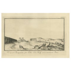Temple of Philae on the Nile – Antique Egypt Ruins Engraving by Norden, c.1755