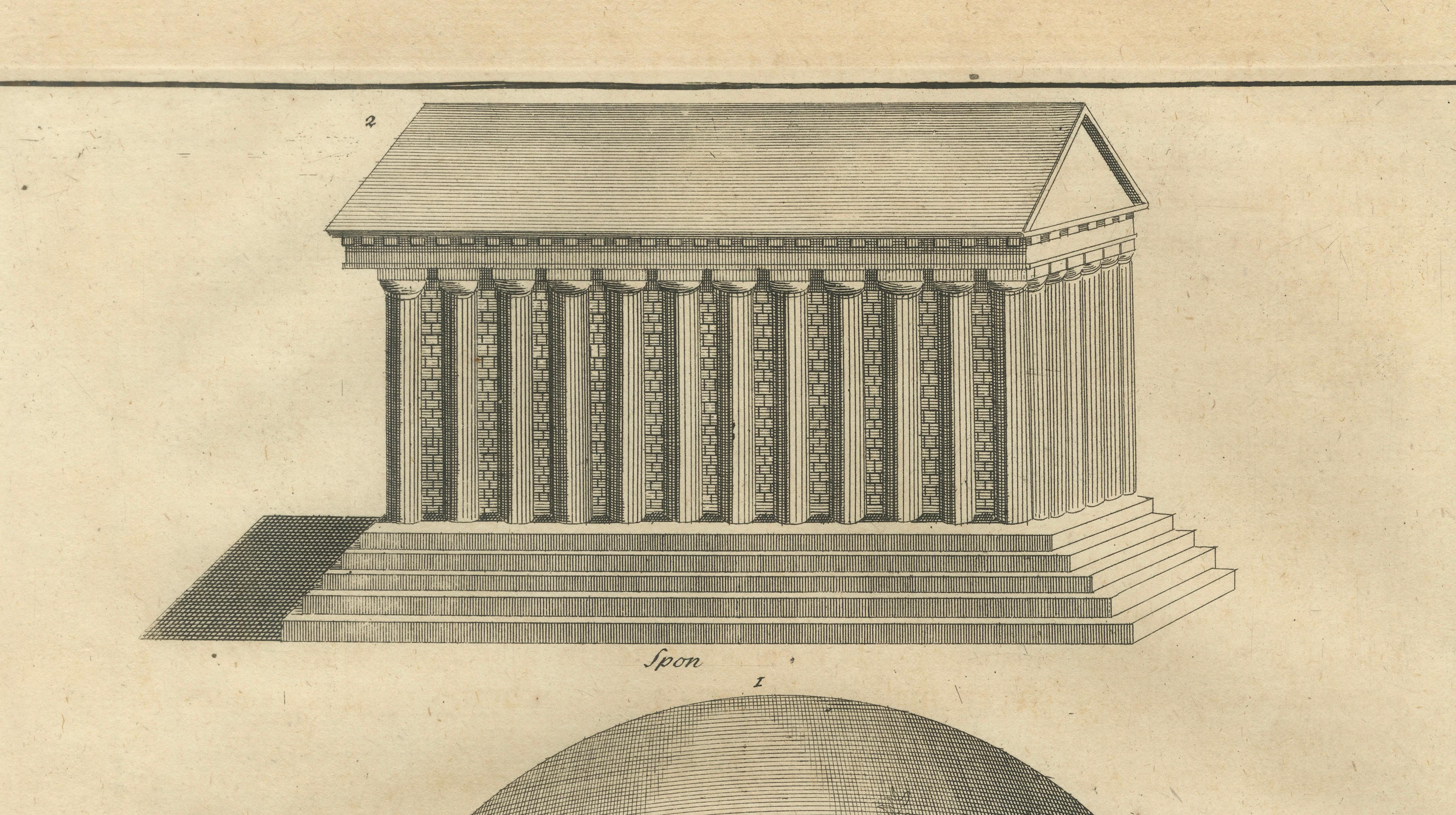 Temple of Vesta & Classical Rotunda Engraving, Montfaucon 1721