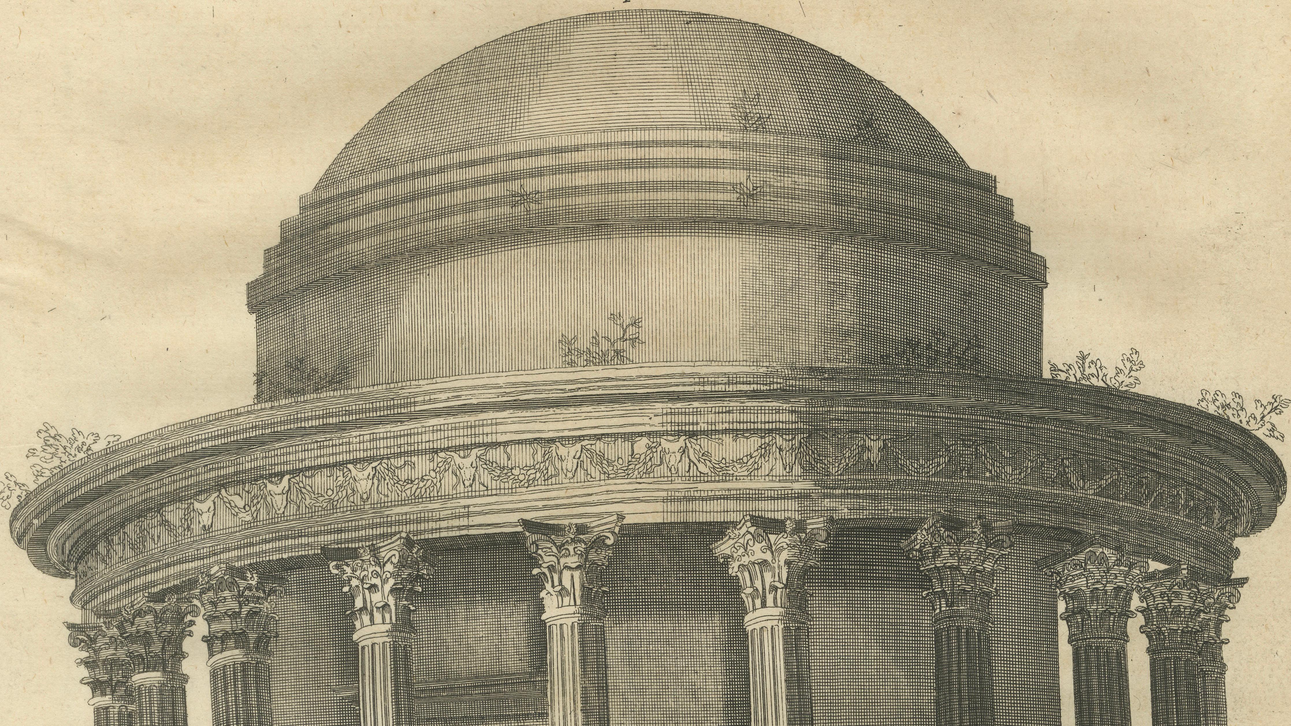 Temple of Vesta & Classical Rotunda Engraving, Montfaucon 1721