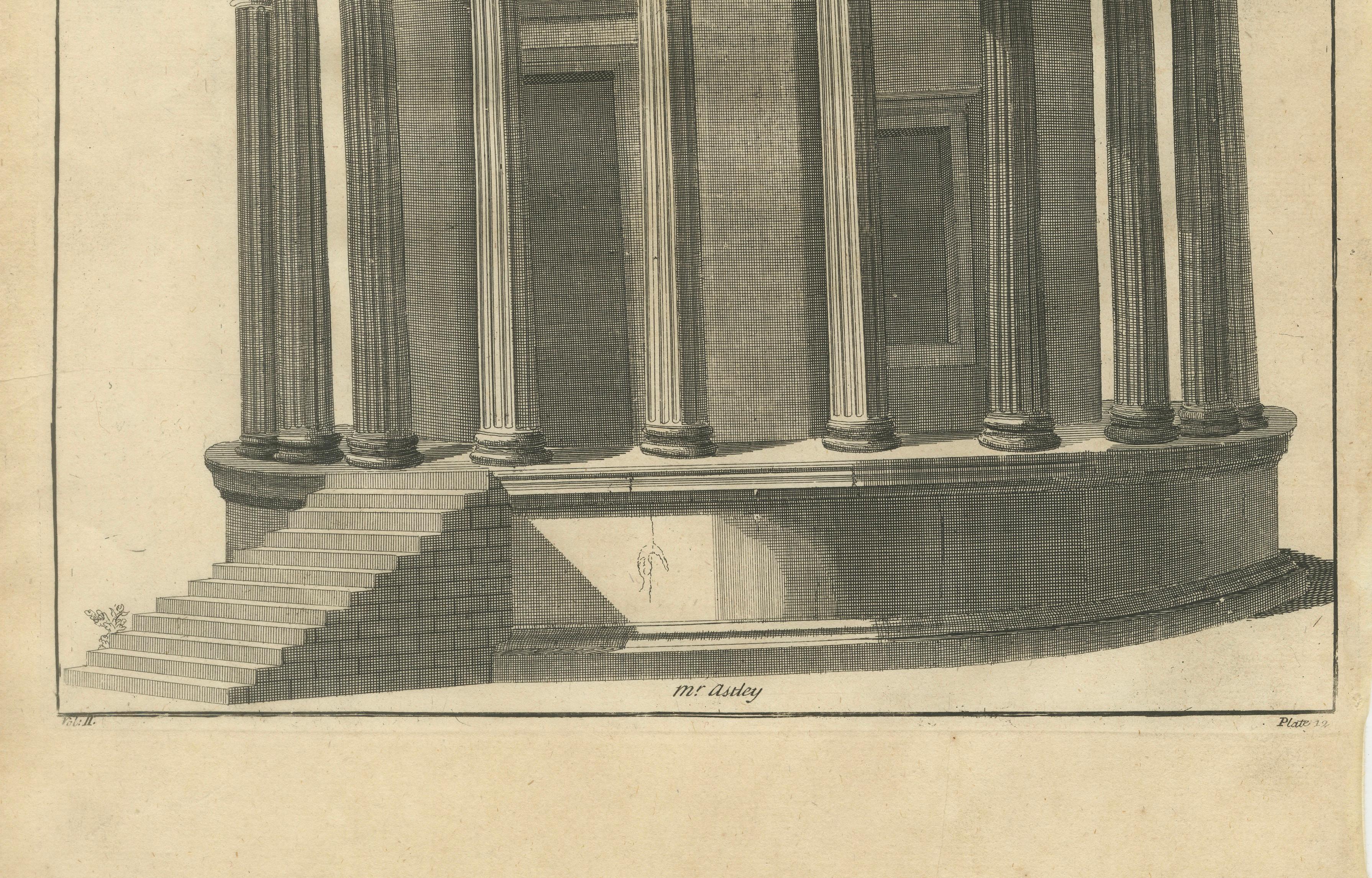 Temple of Vesta & Classical Rotunda Engraving, Montfaucon 1721