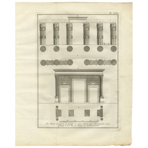 Temple Portico and Columns at Antinoöpolis – Architectural Engraving, 1776
