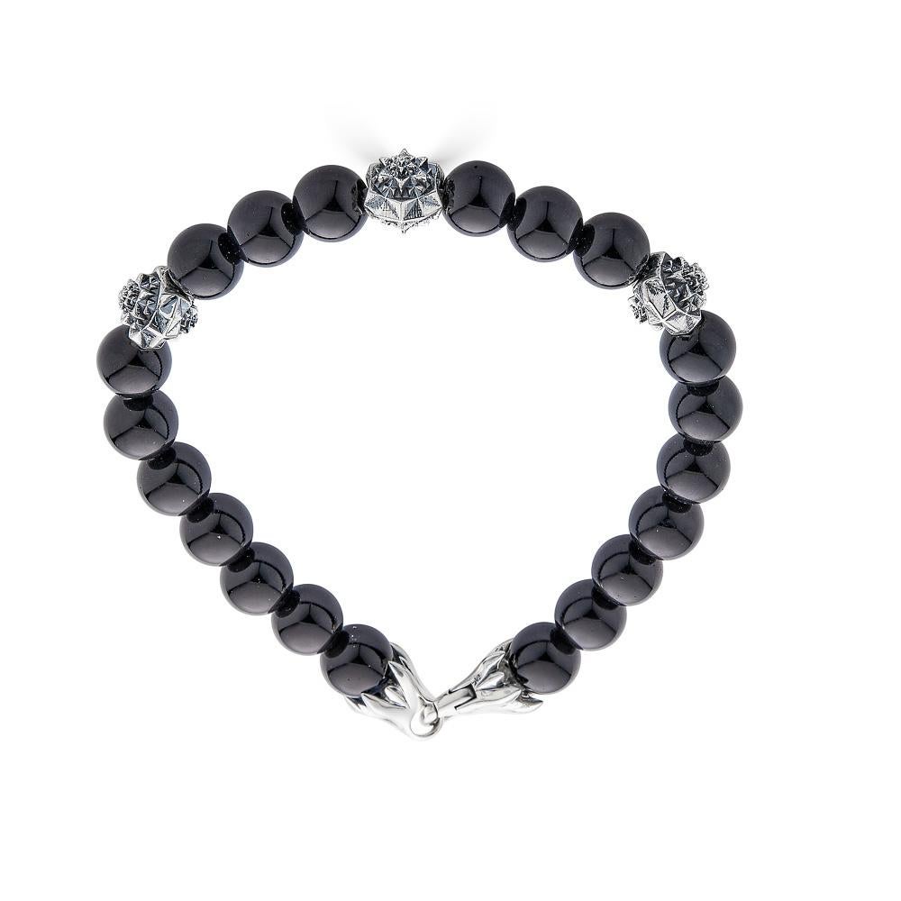 Moderno Bracciale Temple in argento e onice in vendita