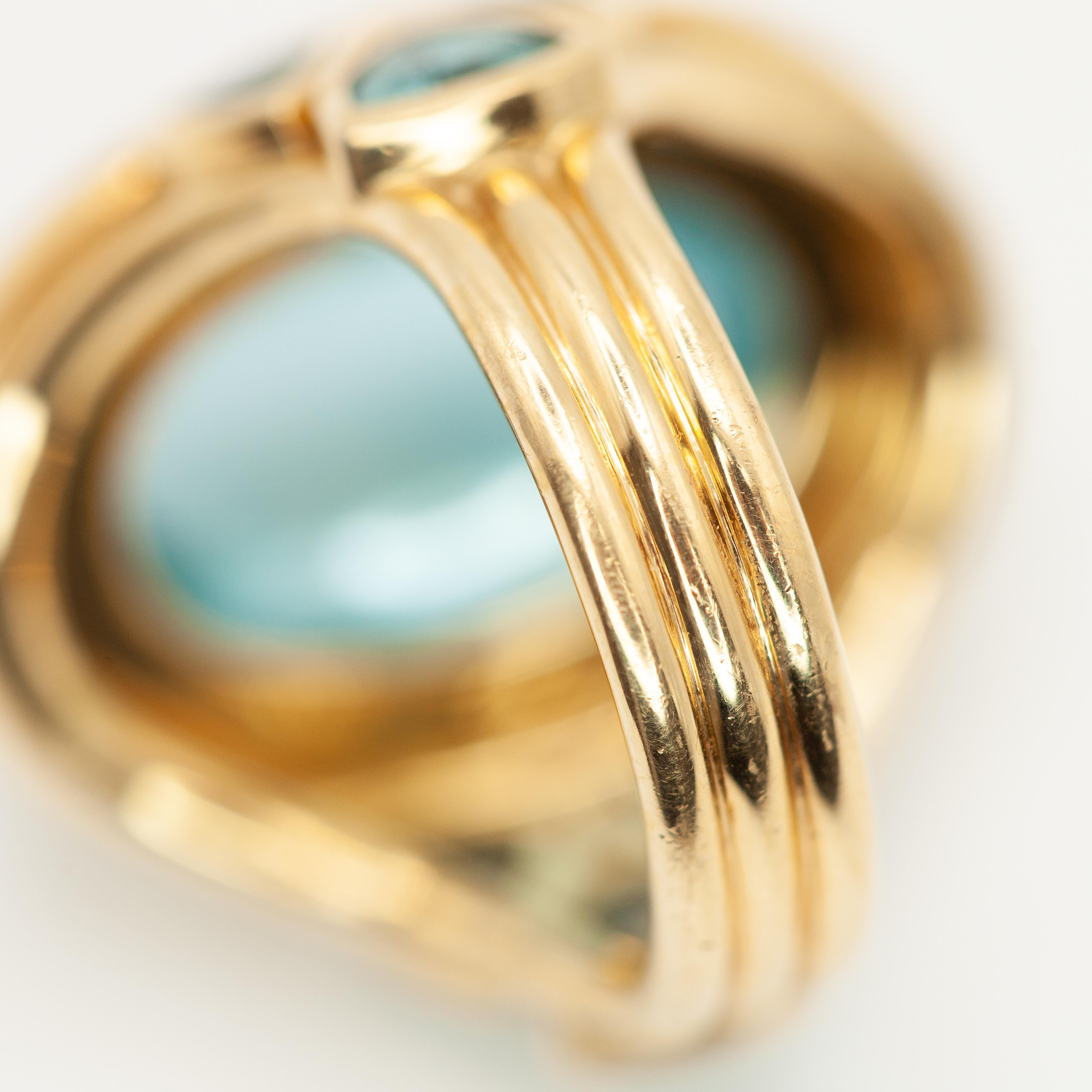Anello con cabochon di acquamarina in oro giallo 18K Temple St. Clair in vendita 4