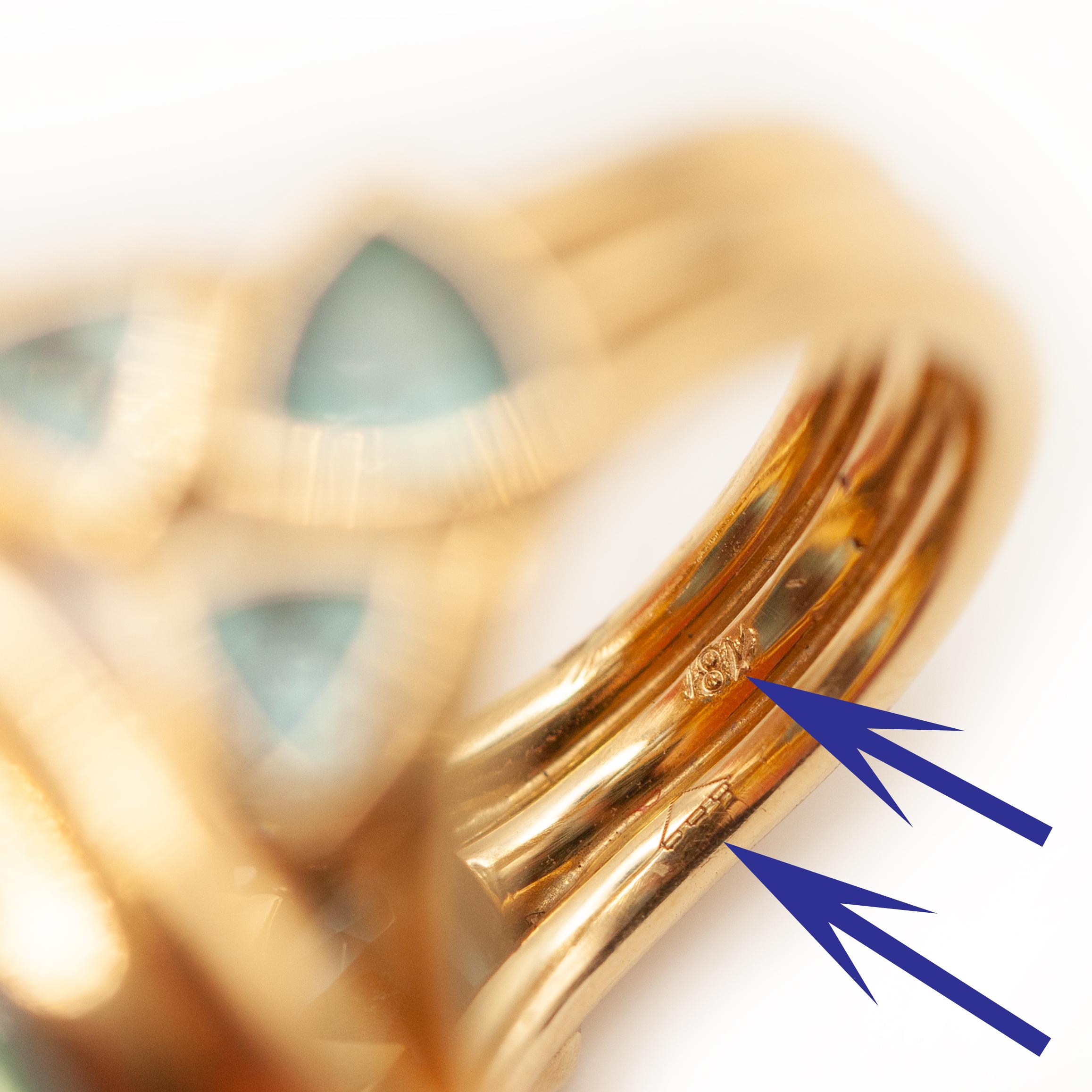 Anello con cabochon di acquamarina in oro giallo 18K Temple St. Clair in vendita 5