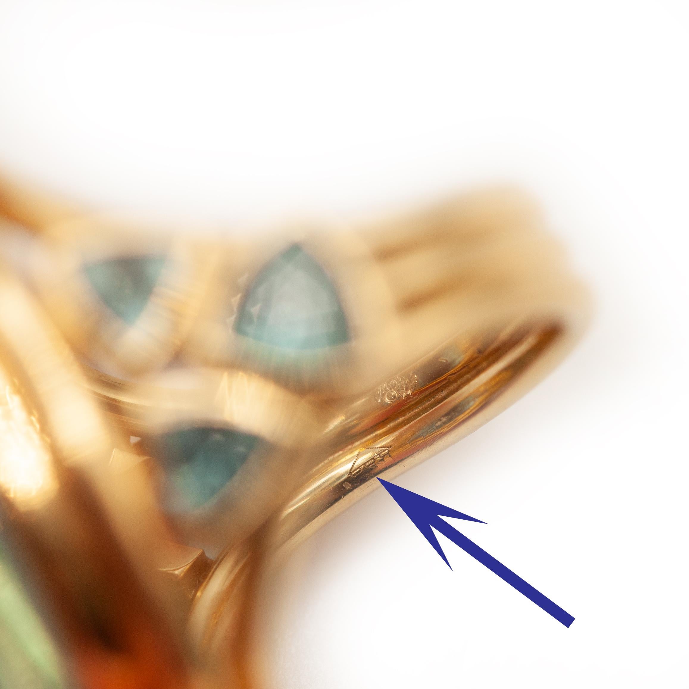 Anello con cabochon di acquamarina in oro giallo 18K Temple St. Clair in vendita 7