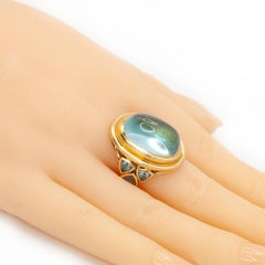 Temple St. Clair 18K Yellow Gold Aquamarine Cabochon Ring