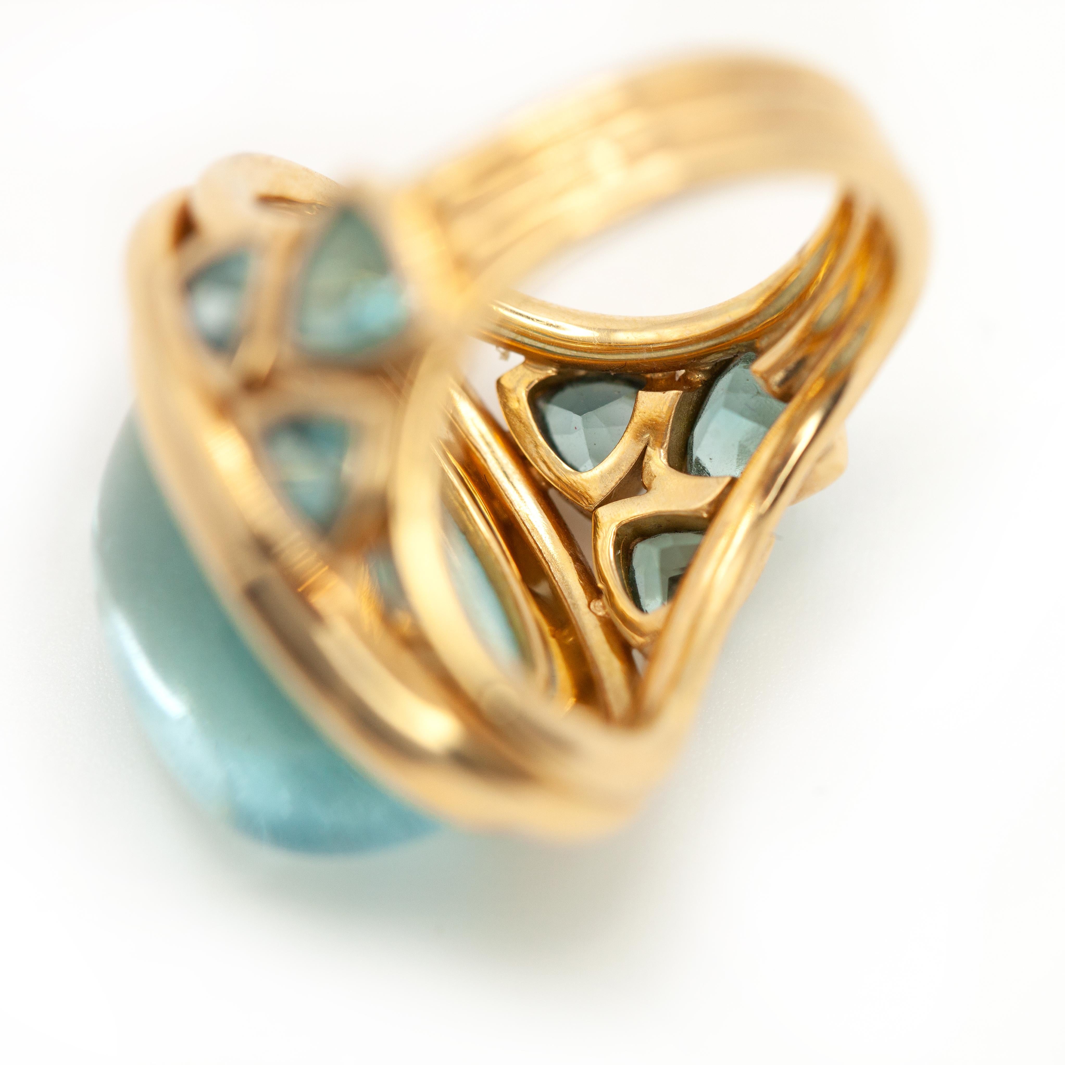 Anello con cabochon di acquamarina in oro giallo 18K Temple St. Clair in vendita 3