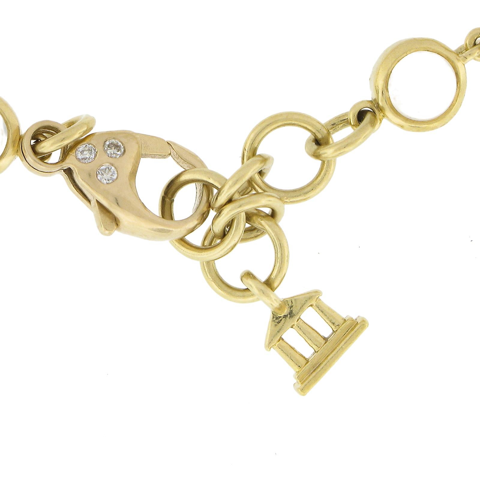 Temple St. Clair 18K Yellow Gold Bezel Blue Moonstone & Diamond Chain Bracelet 1