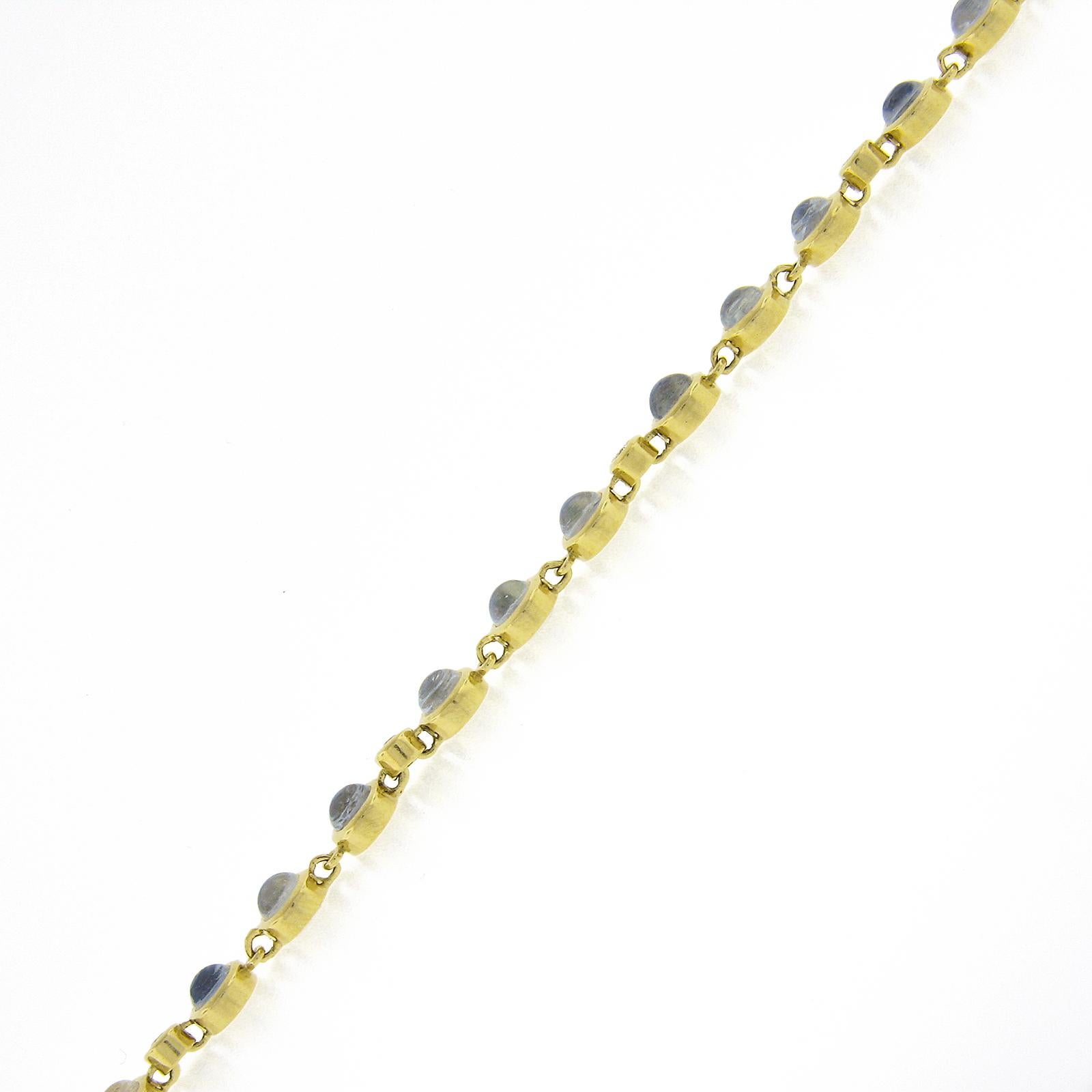 Temple St. Clair 18K Yellow Gold Bezel Blue Moonstone & Diamond Chain Bracelet 2