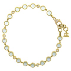 Temple St. Clair 18K Yellow Gold Bezel Blue Moonstone & Diamond Chain Bracelet