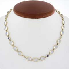 Temple St. Clair 18k Yellow Gold Bezel Moonstone Tanzanite & Diamond Necklace