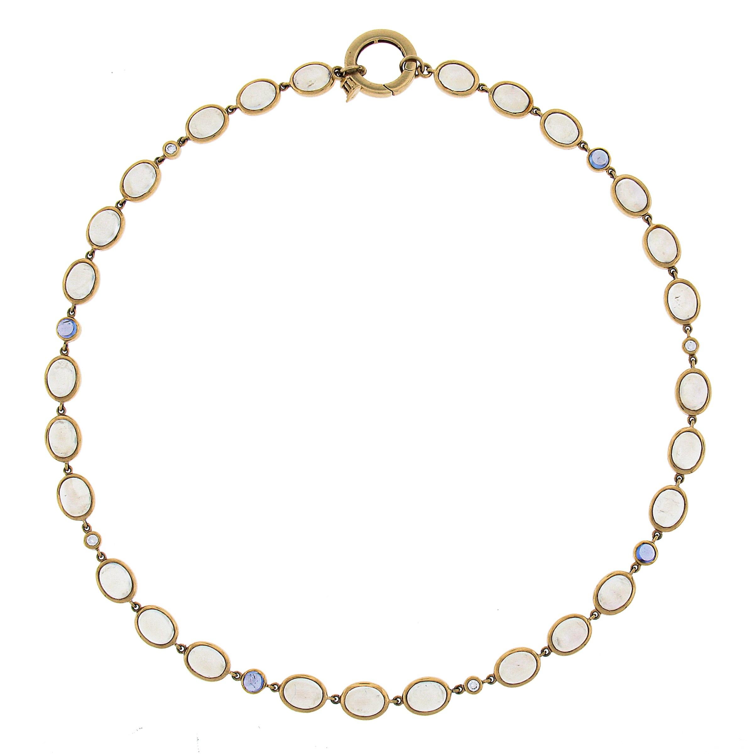 Temple St. Clair 18k Yellow Gold Bezel Moonstone Tanzanite & Diamond Necklace In Excellent Condition In Montclair, NJ