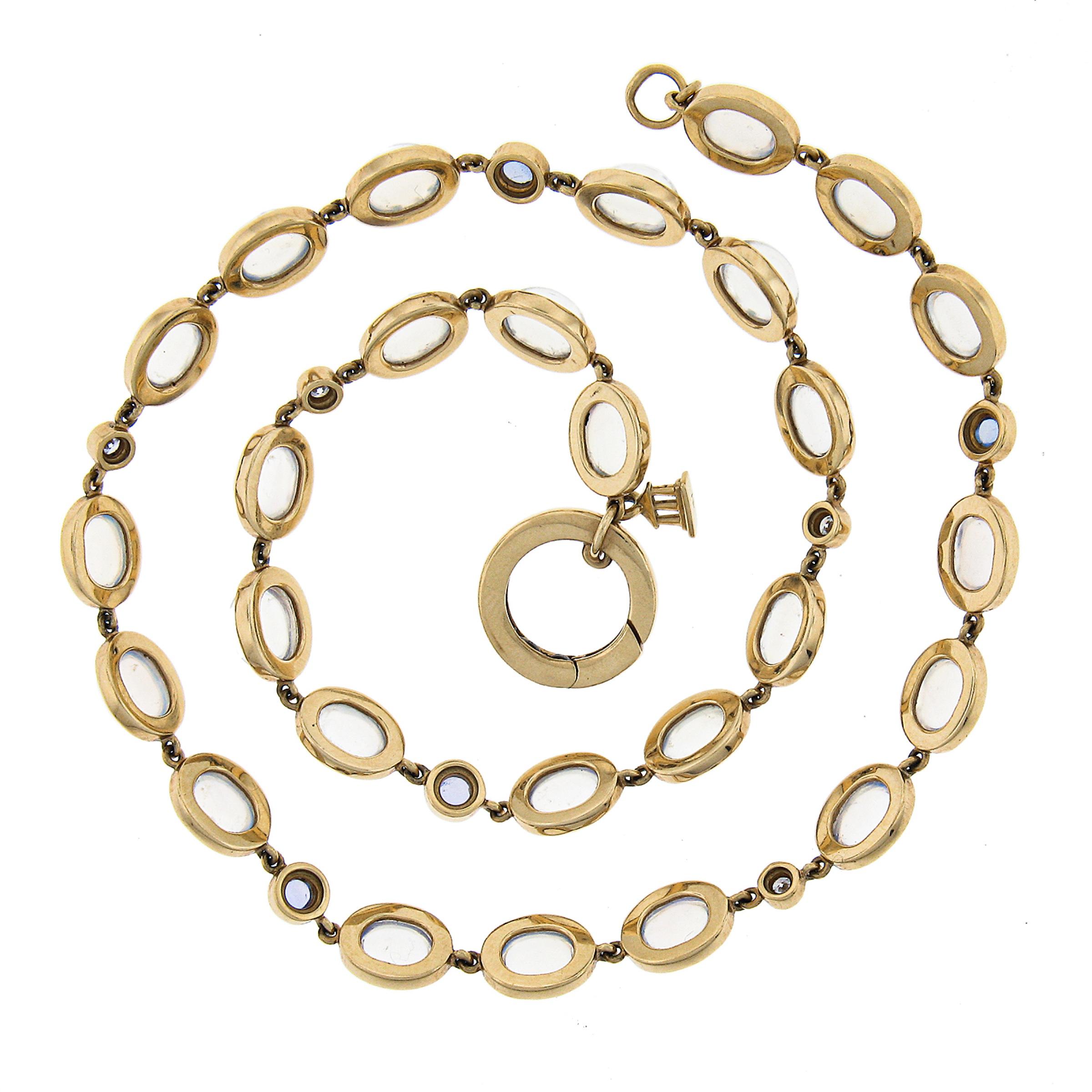 Women's Temple St. Clair 18k Yellow Gold Bezel Moonstone Tanzanite & Diamond Necklace For Sale
