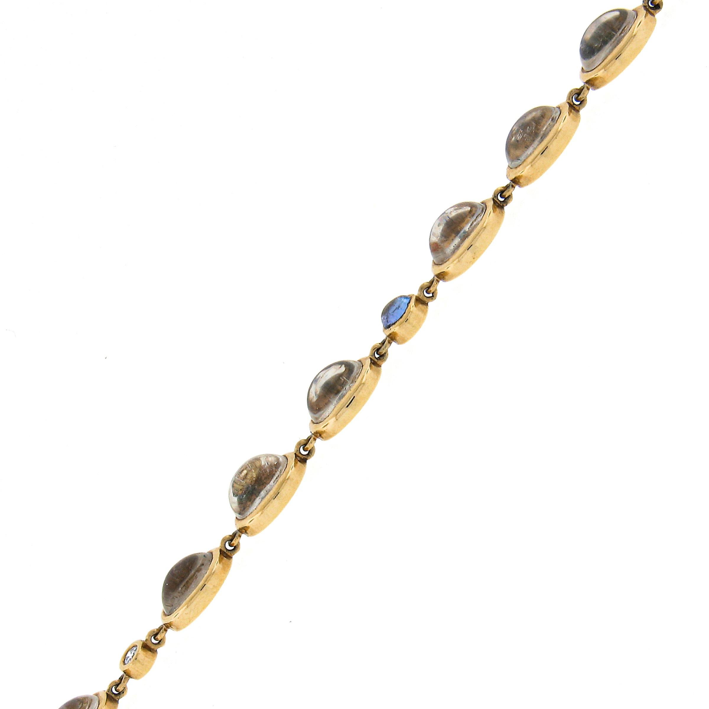 Temple St. Clair 18k Yellow Gold Bezel Moonstone Tanzanite & Diamond Necklace For Sale 2