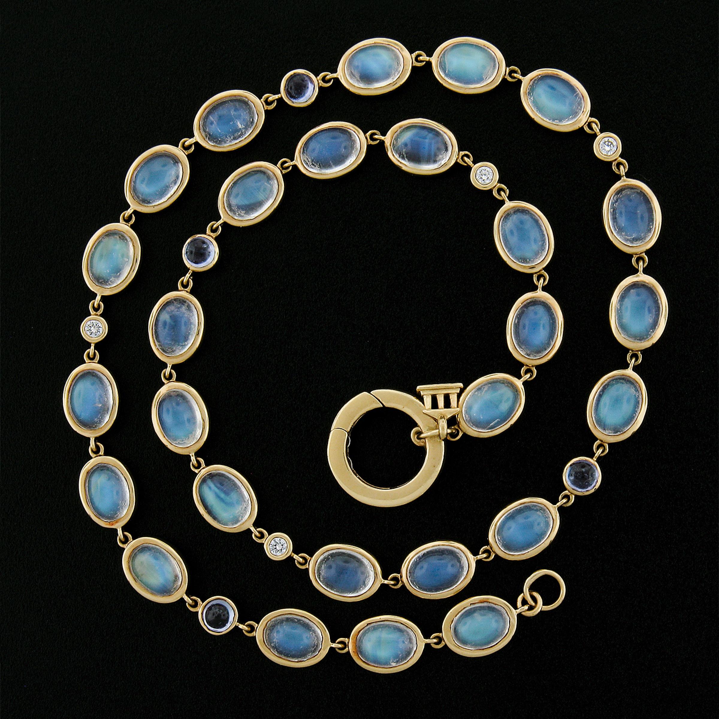 Temple St. Clair 18k Yellow Gold Bezel Moonstone Tanzanite & Diamond Necklace 3