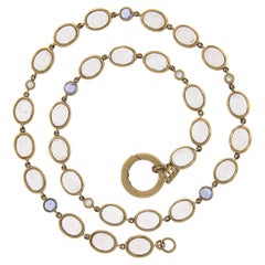Temple St. Clair, collier en or jaune 18 carats avec chaton en pierre de lune, tanzanite et diamants