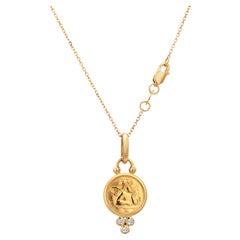 Temple St. Clair 18K Yellow Gold Diamond Angel Charm Pendant with Chain