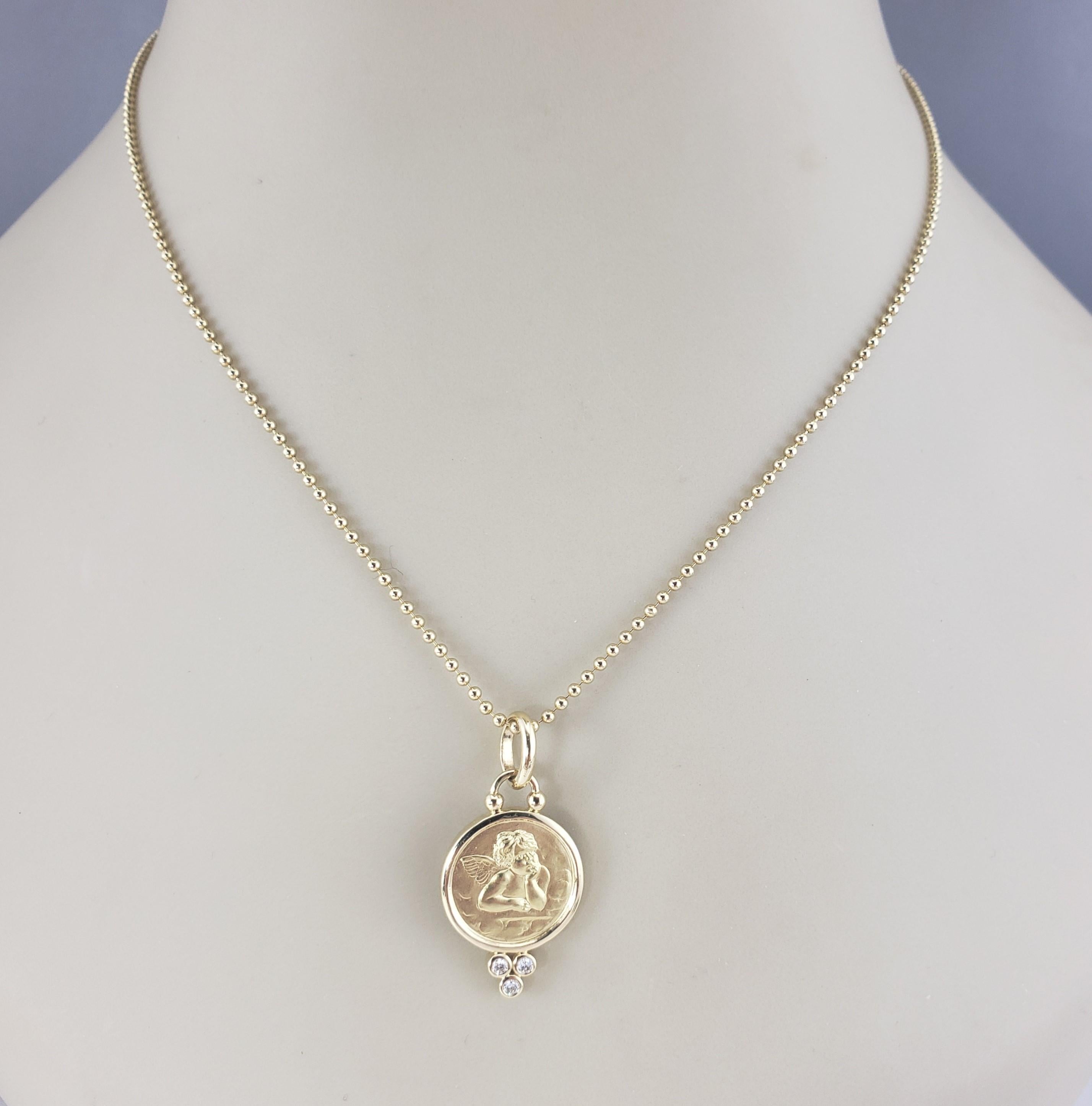 Women's Temple St. Clair 18K Yellow Gold Diamond Cherub Pendant Necklace #16840