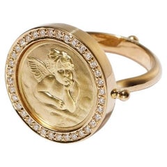 Temple St. Clair 18k Yellow Gold Large Angel Ring 0.31 ct Dia Size 6.5