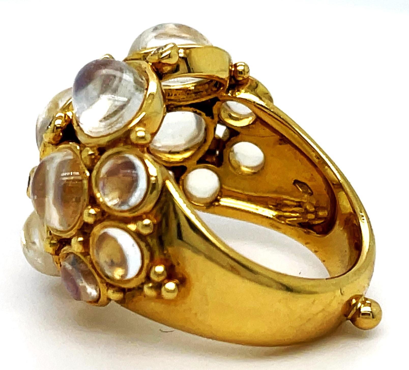 Temple St. Clair 18k Yellow Gold Moonstone Diamond Bombe Ring Size 6.75 im Angebot 1