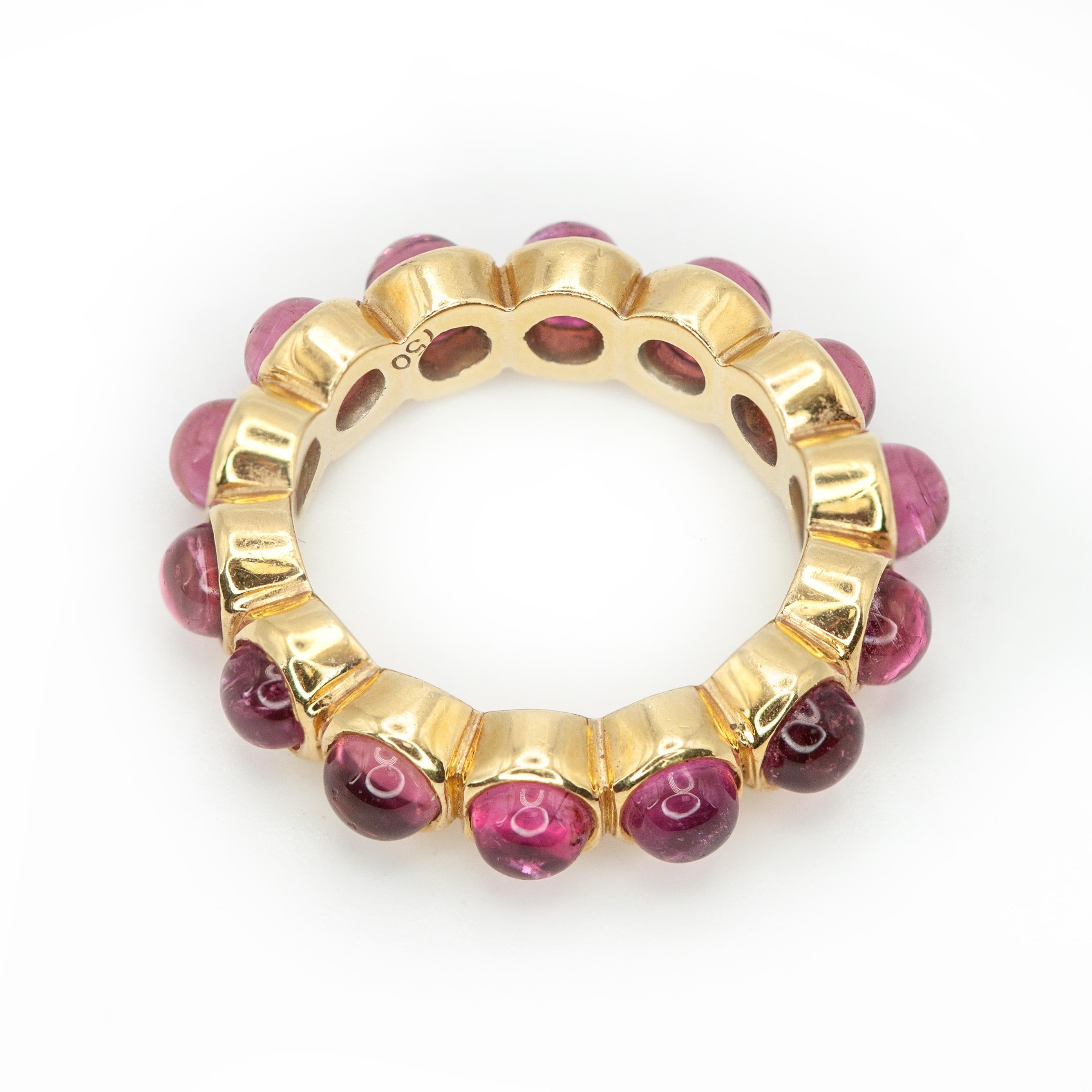 Moderne Temple St. Clair Bracelet éternel en or jaune 18 carats avec cabochon de tourmaline rose en vente
