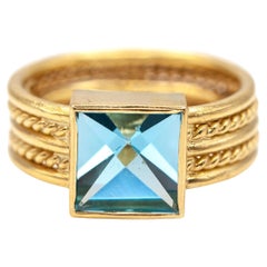 Temple St. Clair 18K YG Quadratischer Topas Ring