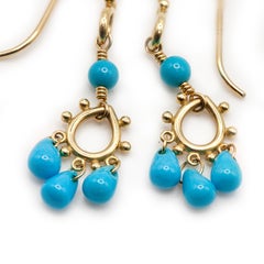 Temple St. Clair 18K YG Turquoise Drop Earrings