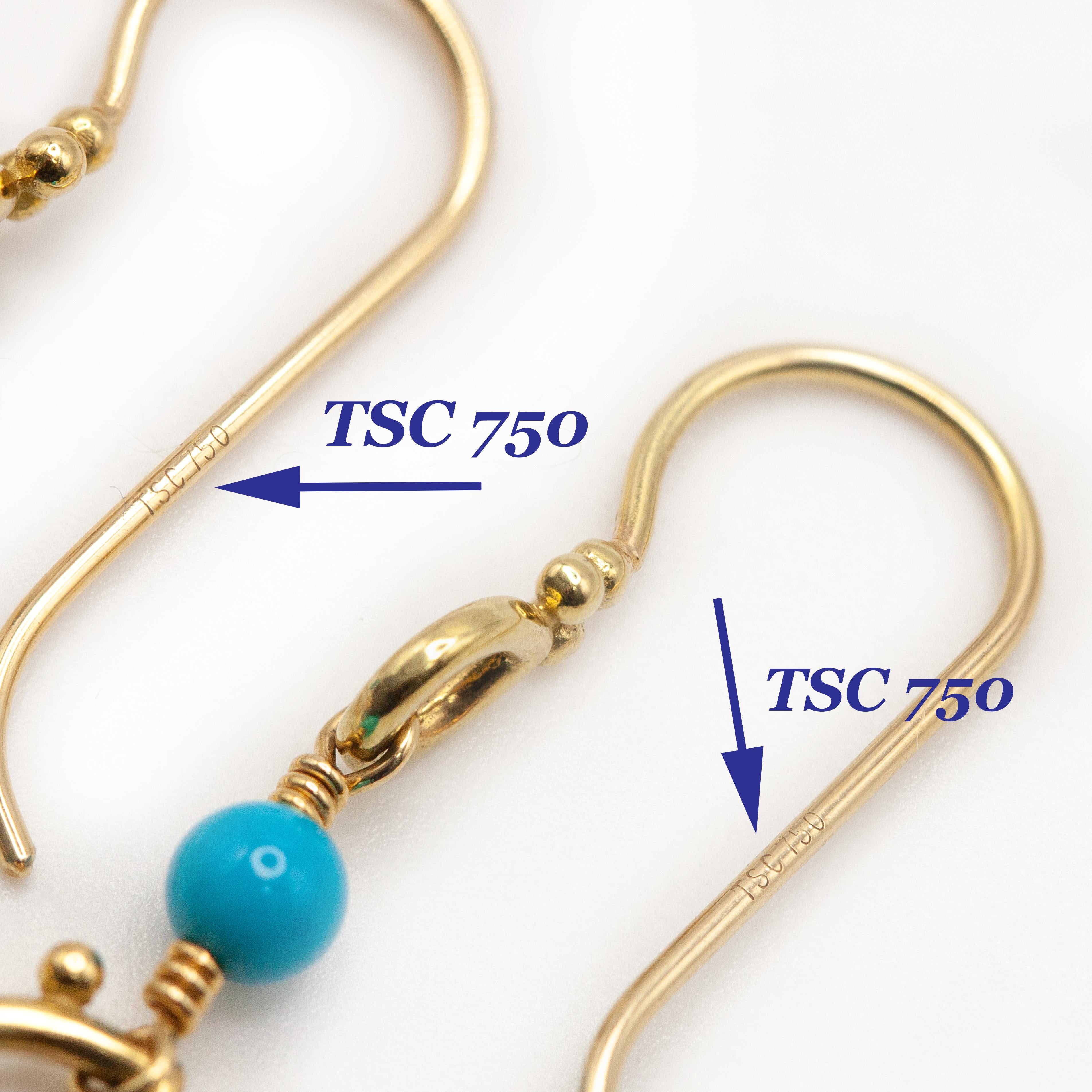 Orecchini a goccia in turchese Temple St. Clair 18K YG in vendita 2