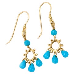 Orecchini a goccia in turchese Temple St. Clair 18K YG