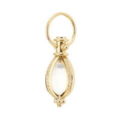 Temple St. Clair .24 Carat  Quartz Crystal Diamond Amulet Yellow Gold Pendant