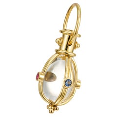 Temple St. Clair Amulet 1.70 Carat Ruby Sapphire Diamond Yellow Gold Pendant