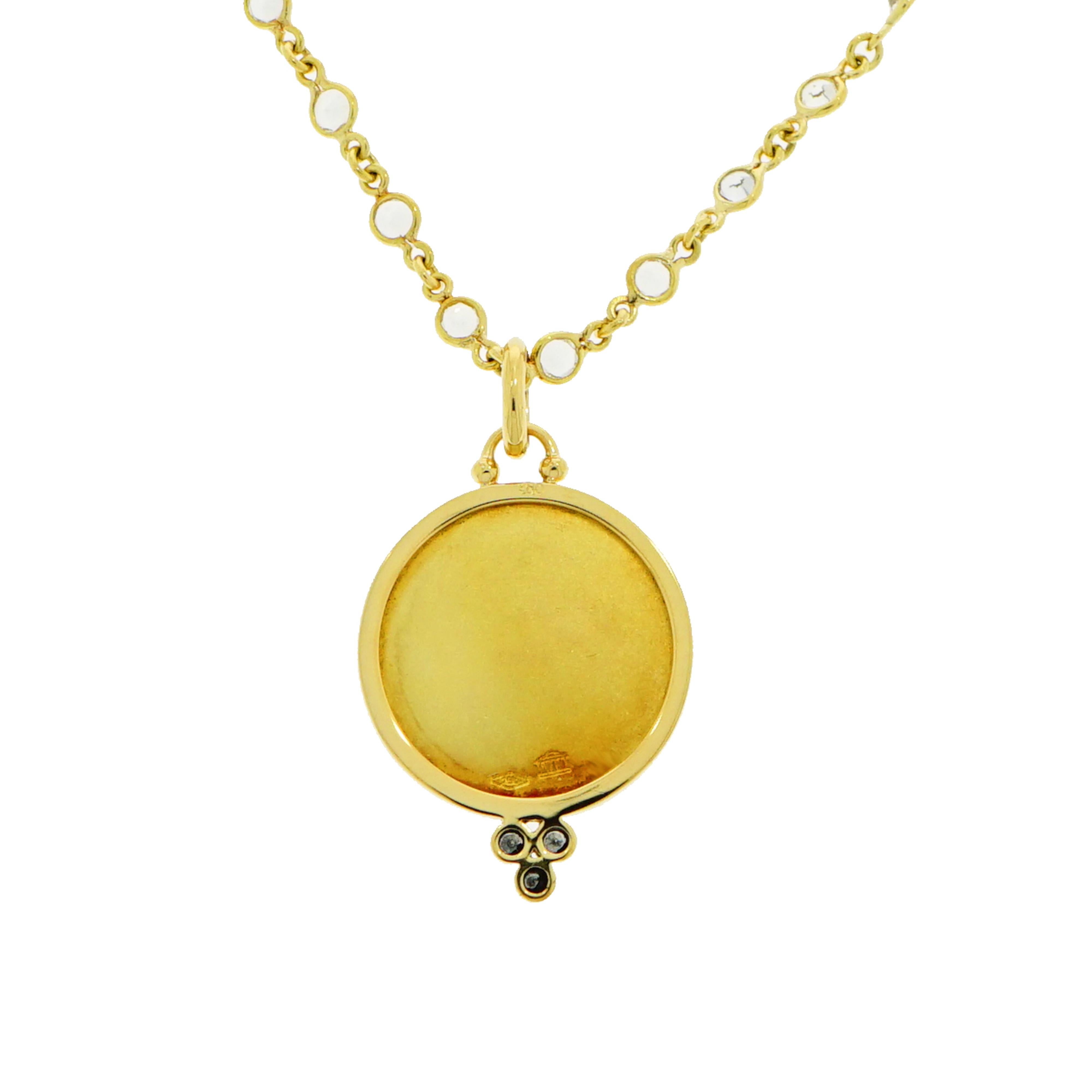 Artist Temple St. Clair Angel Pendant with Yellow Gold White Sapphire Chain