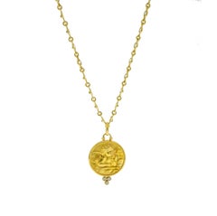 Temple St. Clair Angel Pendant with Yellow Gold White Sapphire Chain