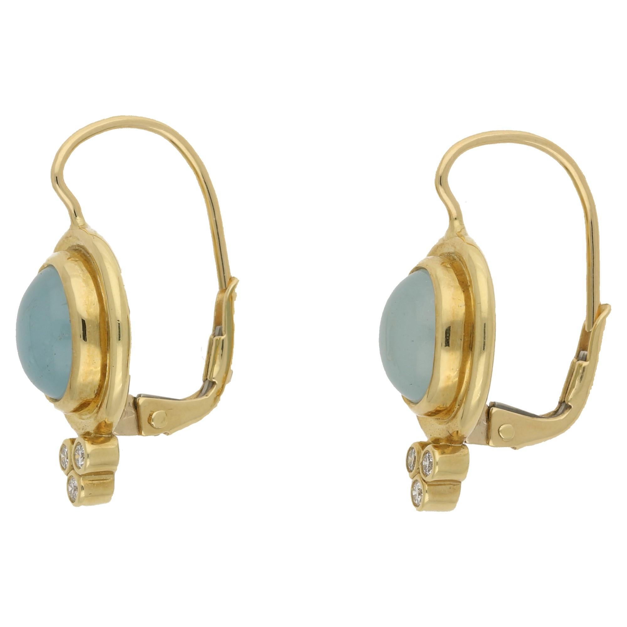 Temple St Clair Aquamarine Diamond Gold Earrings In Excellent Condition In London, GB