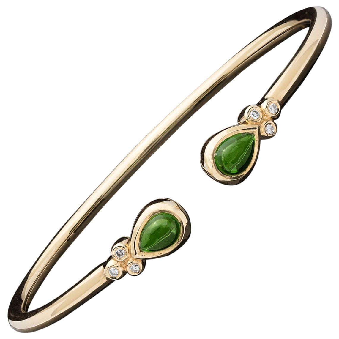 Temple St. Clair Bellina Chrome Diopside and Diamond Cuff Bracelet For Sale
