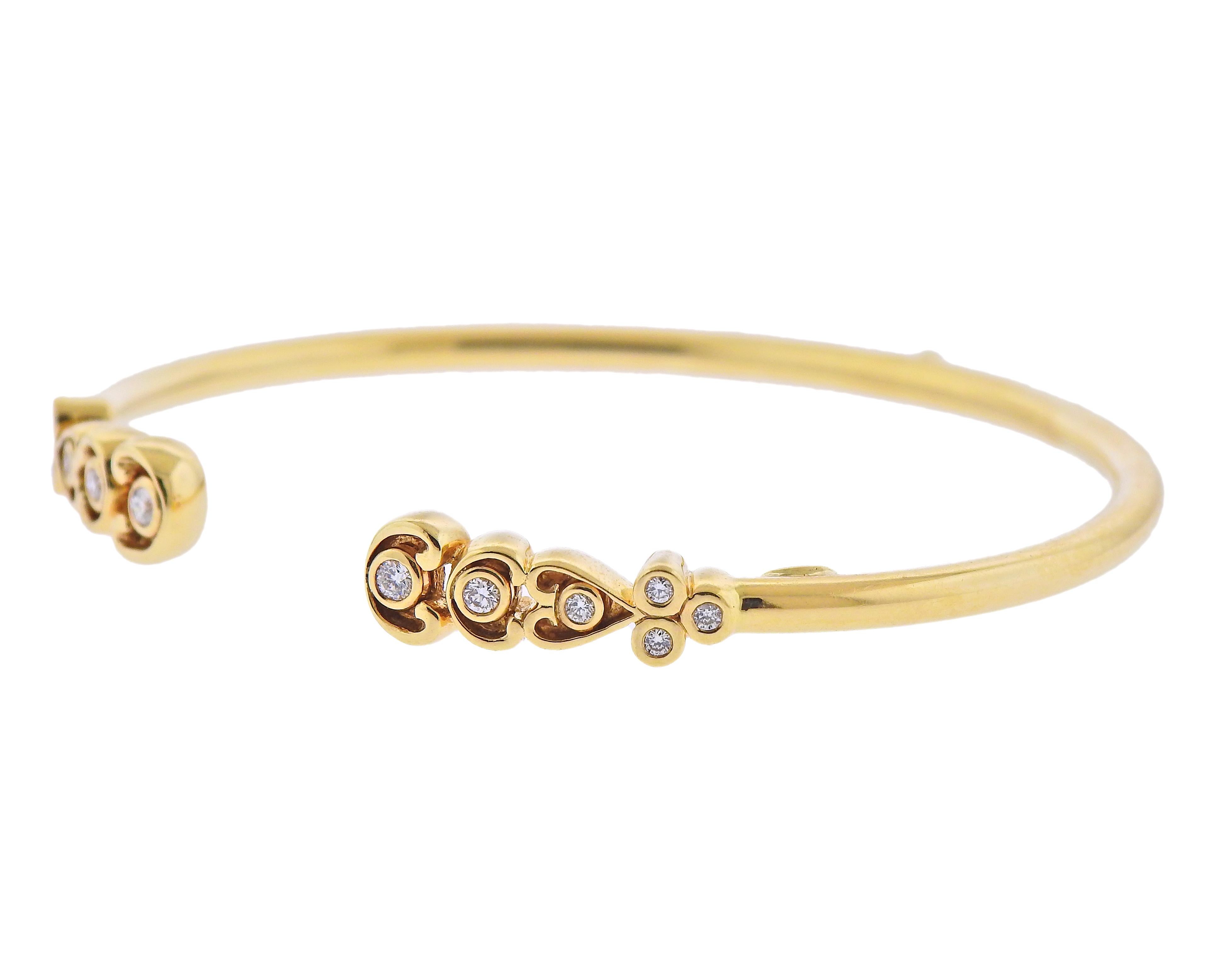 New with tag, Bellina 18k gold Temple St. Clair cuff bracelet with 0.28cts in diamonds. Bracelet will fit approx. 7.25