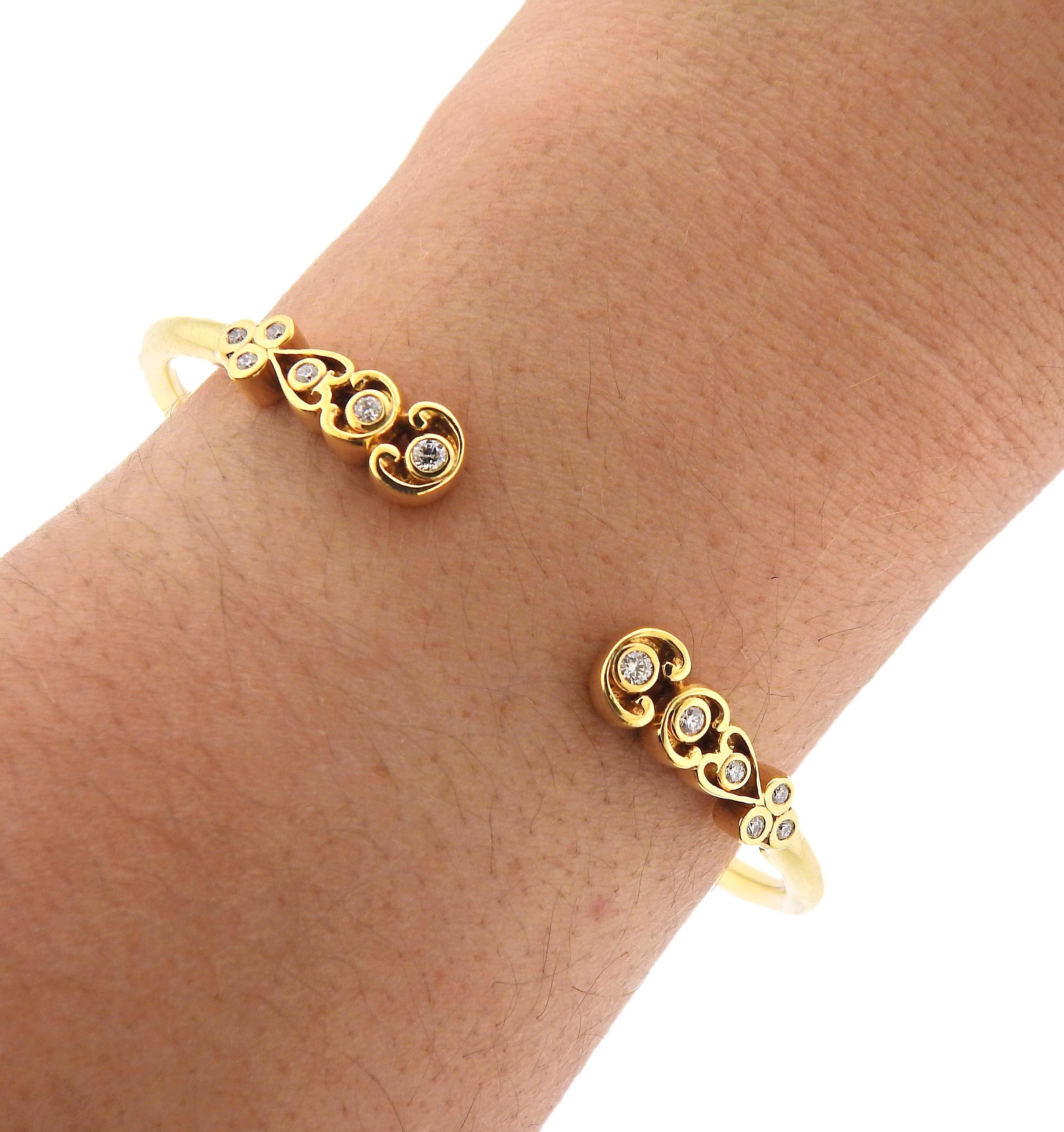 Women's Temple St. Clair Bellina Diamond Gold Cuff Bracelet