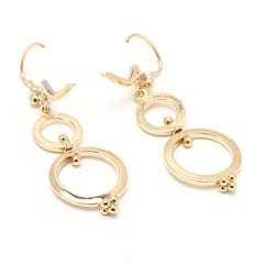Pendientes Colgantes Círculo Temple St. Clair, Oro Amarillo 18k, Largo 1,75 pulg.