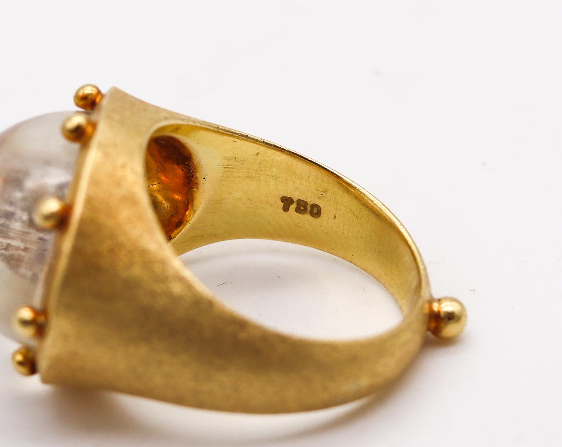 Medieval Temple St Clair Cocktail Ring in 18kt Yellow Gold with 11.26 Cts Oval Moonstone For Sale