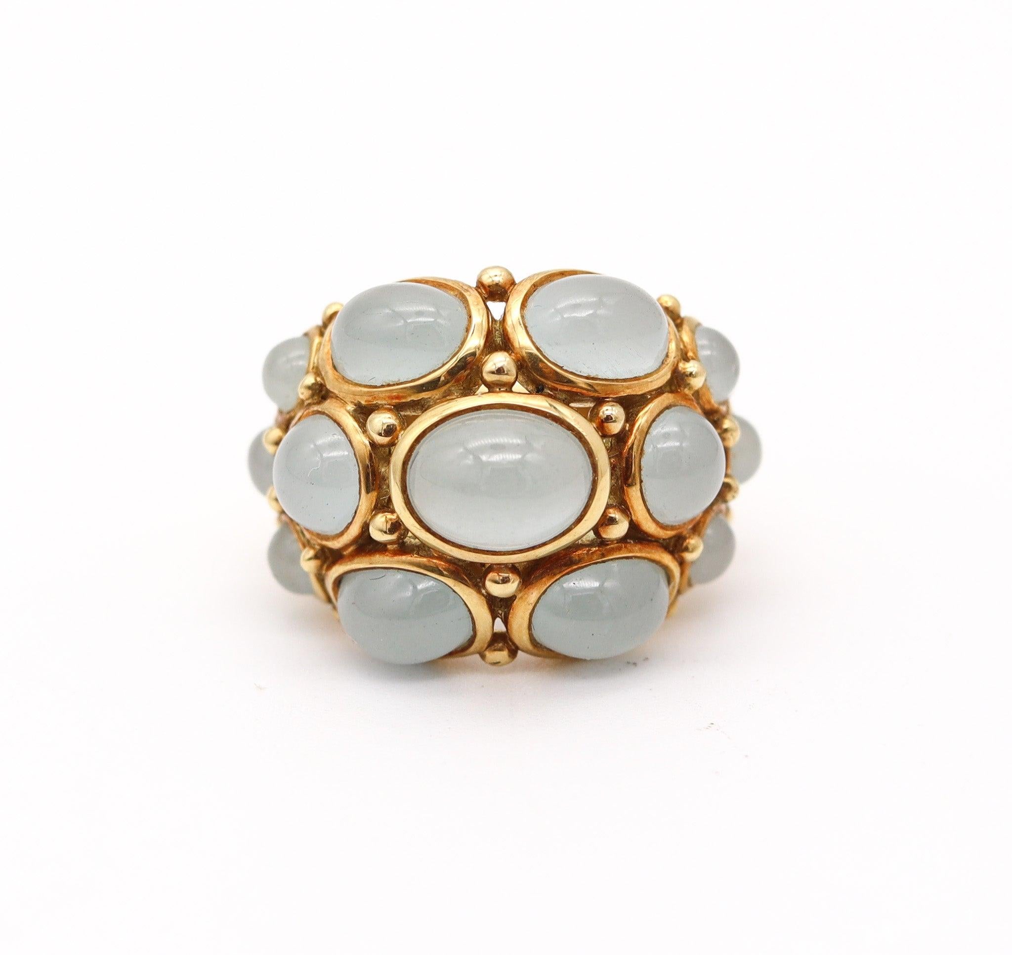 TEMPLE ST CLAIR Cocktailring aus 18 Karat Gelbgold mit 11,95 Karat Aquamarinen (Neoetruskisch)