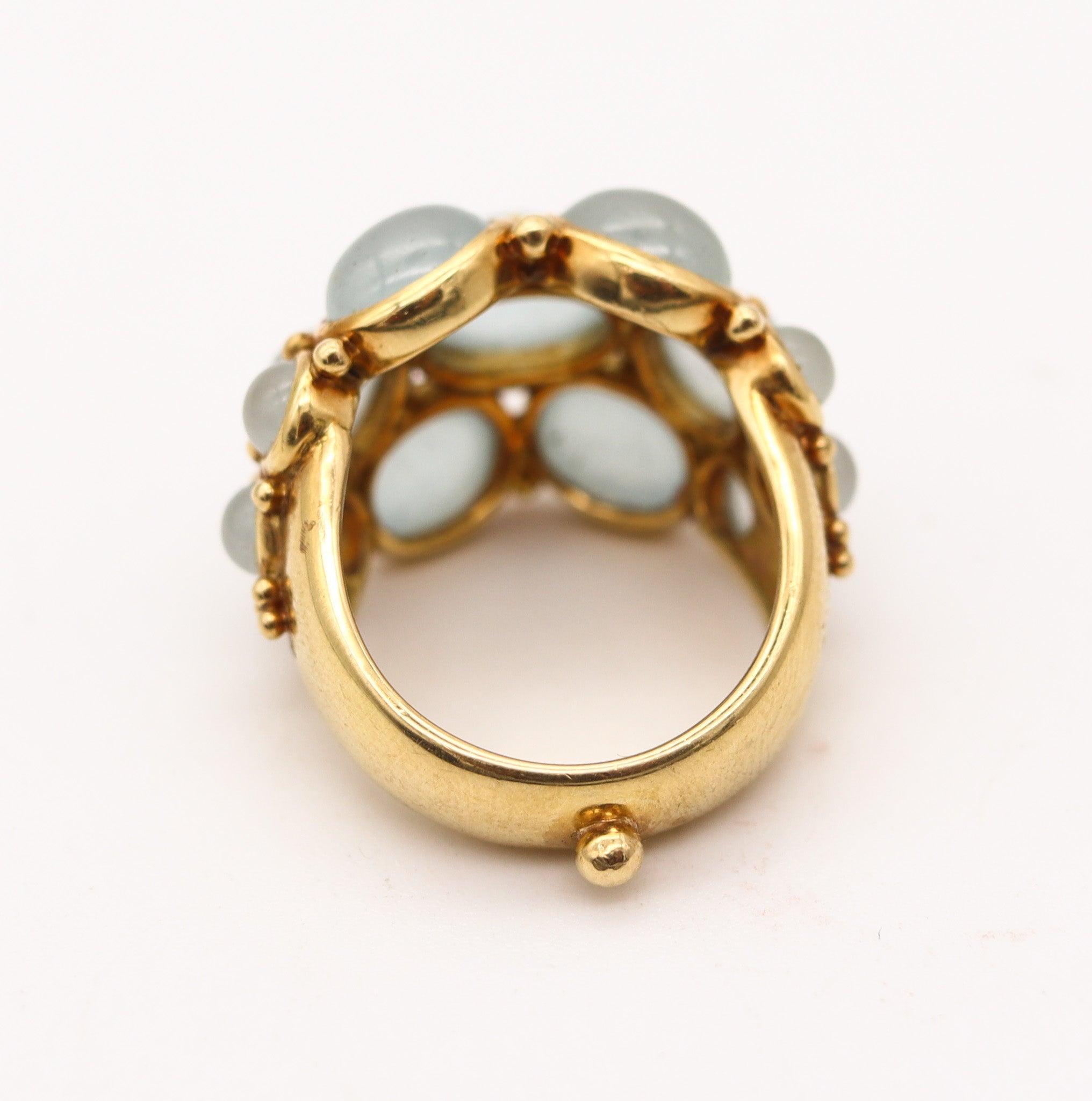 TEMPLE ST CLAIR Cocktailring aus 18 Karat Gelbgold mit 11,95 Karat Aquamarinen im Zustand „Hervorragend“ in Miami, FL