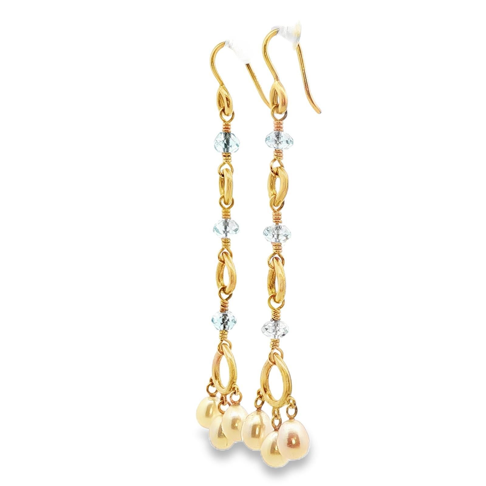 Orecchini a goccia Temple St. Clair con perle coltivate e gemme blu a forma di brioletta In condizioni ottime in vendita a Boca Raton, FL