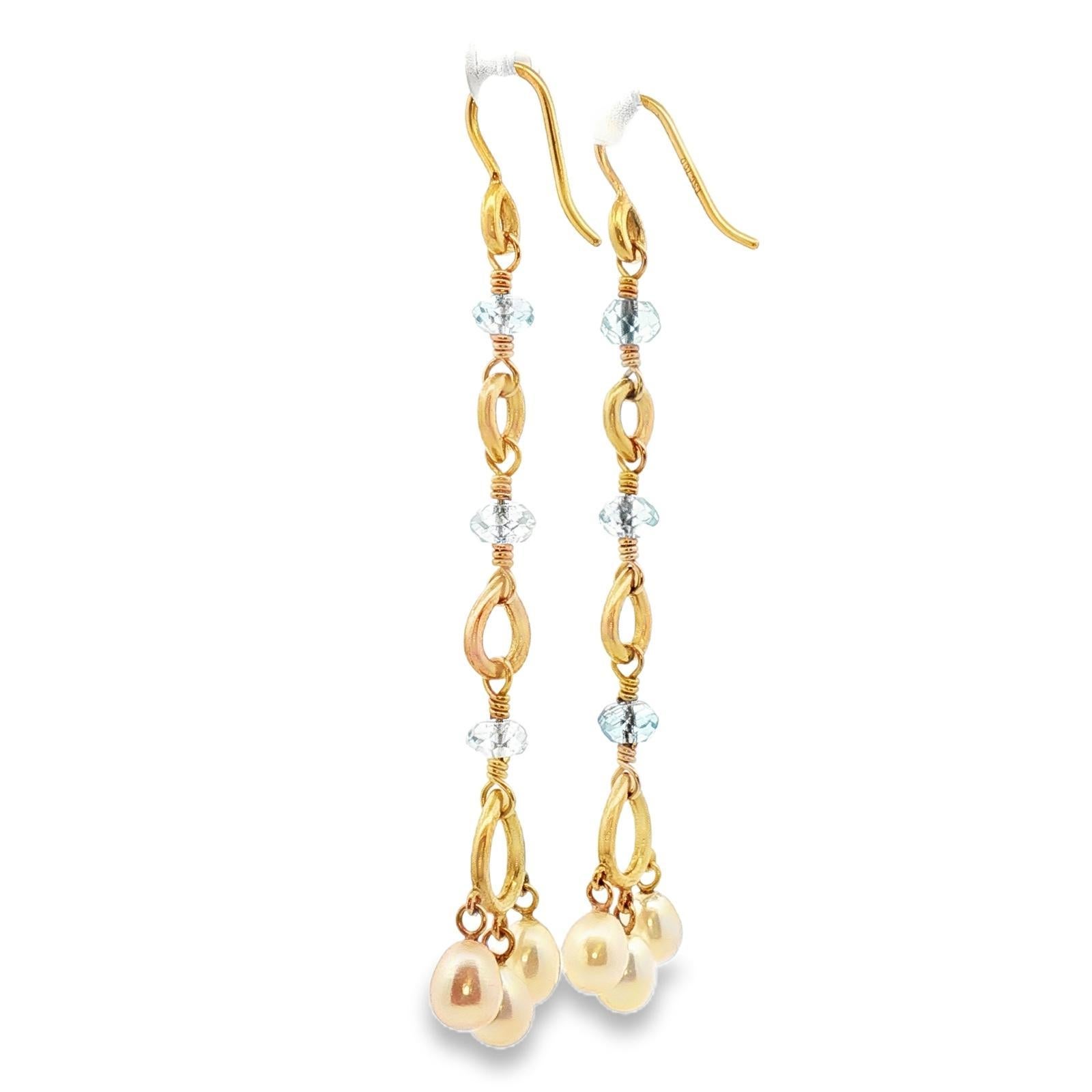Donna Orecchini a goccia Temple St. Clair con perle coltivate e gemme blu a forma di brioletta in vendita