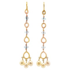 Temple St. Clair Cultured Pearl Blue Briolette Gemstone Dangle Drop Earrings