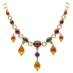 Temple St. Clair Dangle Necklace In 18Kt Gold With 122.64 Ctw Diamonds And Gems